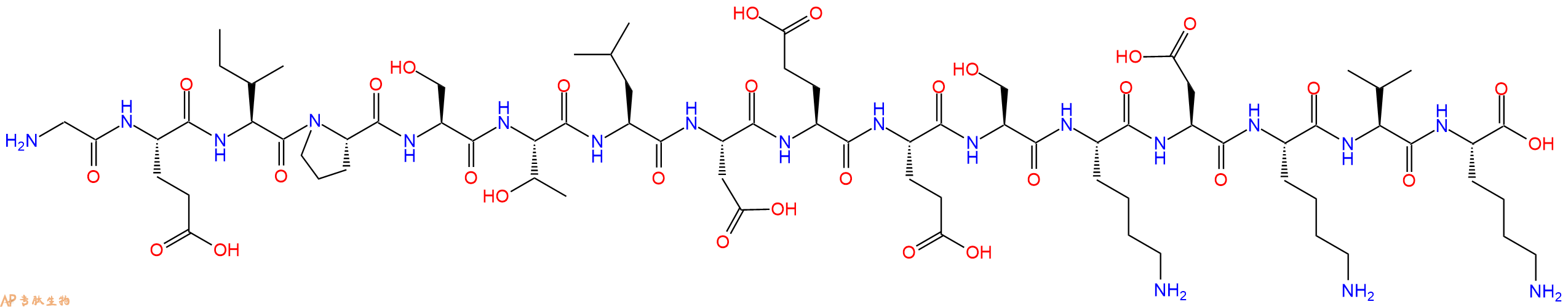 专肽生物产品H2N-Gly-Glu-Ile-Pro-Ser-Thr-Leu-Asp-Glu-Glu-Ser-Lys-Asp-Lys-Val-Lys-OH