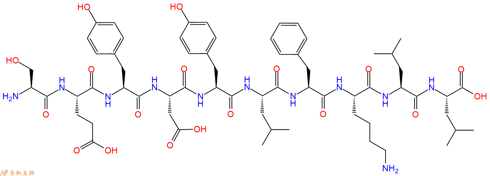 专肽生物产品H2N-Ser-Glu-Tyr-Asp-Tyr-Leu-Phe-Lys-Leu-Leu-OH