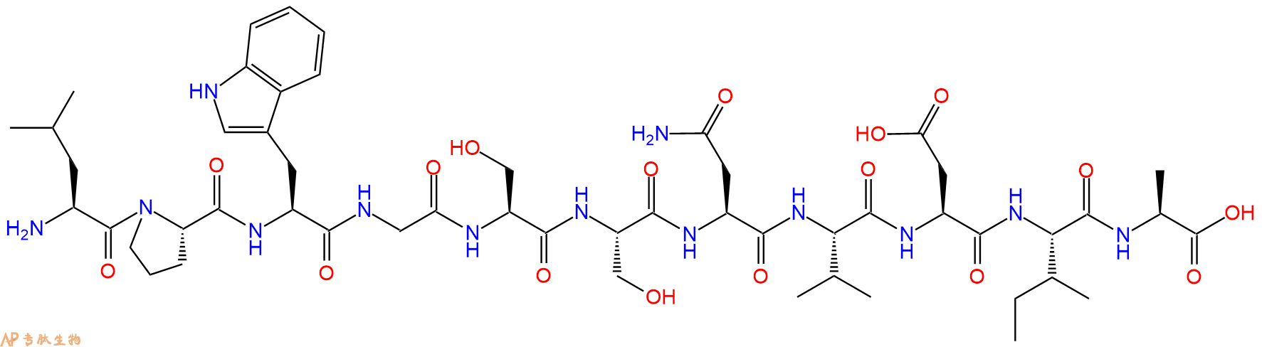 专肽生物产品H2N-Leu-Pro-Trp-Gly-Ser-Ser-Asn-Val-Asp-Ile-Ala-OH