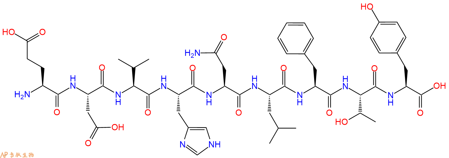 专肽生物产品H2N-Glu-Asp-Val-His-Asn-Leu-Phe-Thr-Tyr-OH