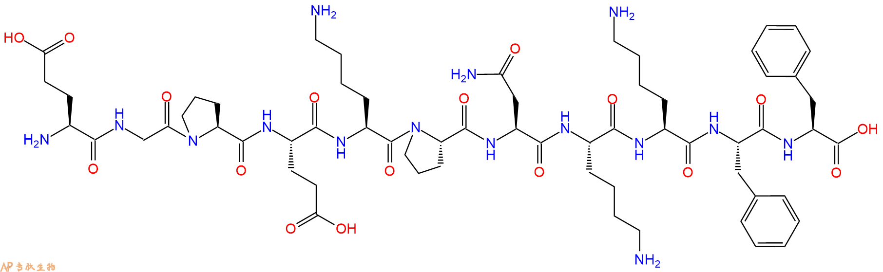 专肽生物产品H2N-Glu-Gly-Pro-Glu-Lys-Pro-Asn-Lys-Lys-Phe-Phe-OH