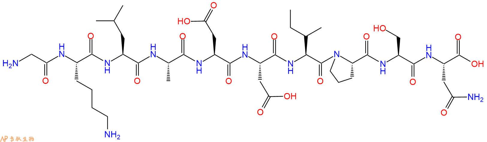 专肽生物产品H2N-Gly-Lys-Leu-Ala-Asp-Asp-Ile-Pro-Ser-Asn-OH