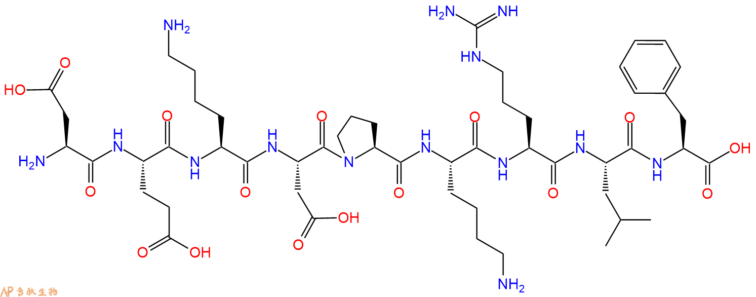 专肽生物产品H2N-Asp-Glu-Lys-Asp-Pro-Lys-Arg-Leu-Phe-OH