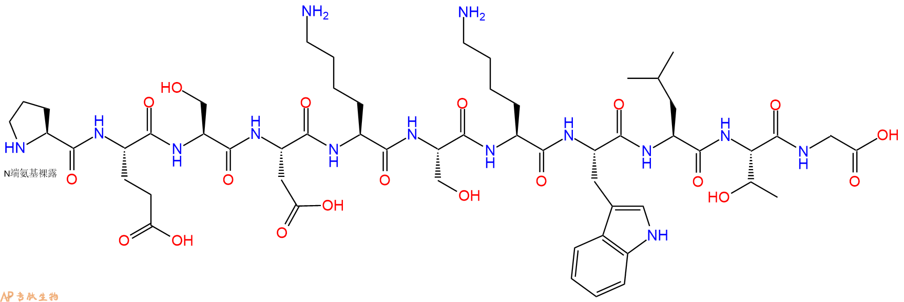 专肽生物产品H2N-Pro-Glu-Ser-Asp-Lys-Ser-Lys-Trp-Leu-Thr-Gly-OH