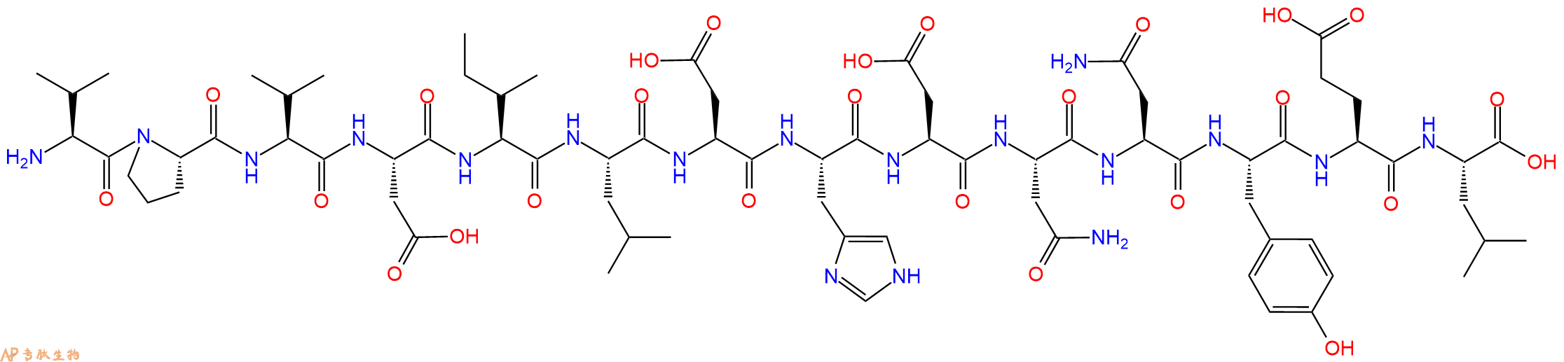 专肽生物产品H2N-Val-Pro-Val-Asp-Ile-Leu-Asp-His-Asp-Asn-Asn-Tyr-Glu-Leu-OH