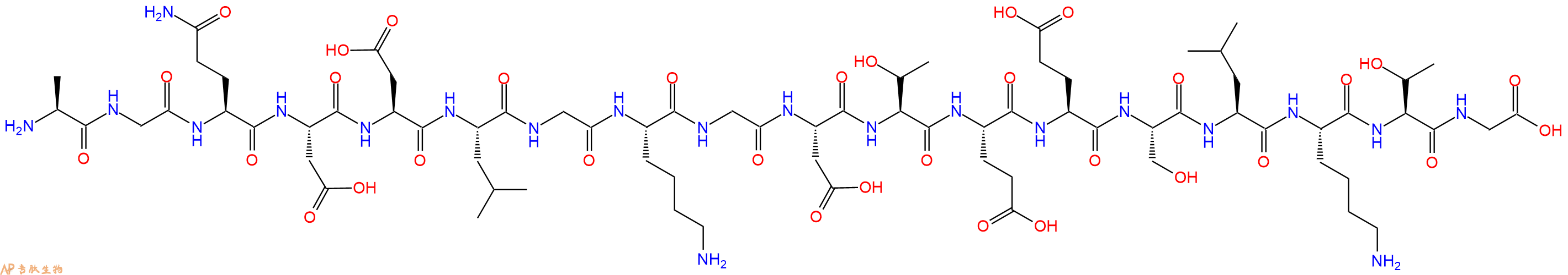 专肽生物产品H2N-Ala-Gly-Gln-Asp-Asp-Leu-Gly-Lys-Gly-Asp-Thr-Glu-Glu-Ser-Leu-Lys-Thr-Gly-OH