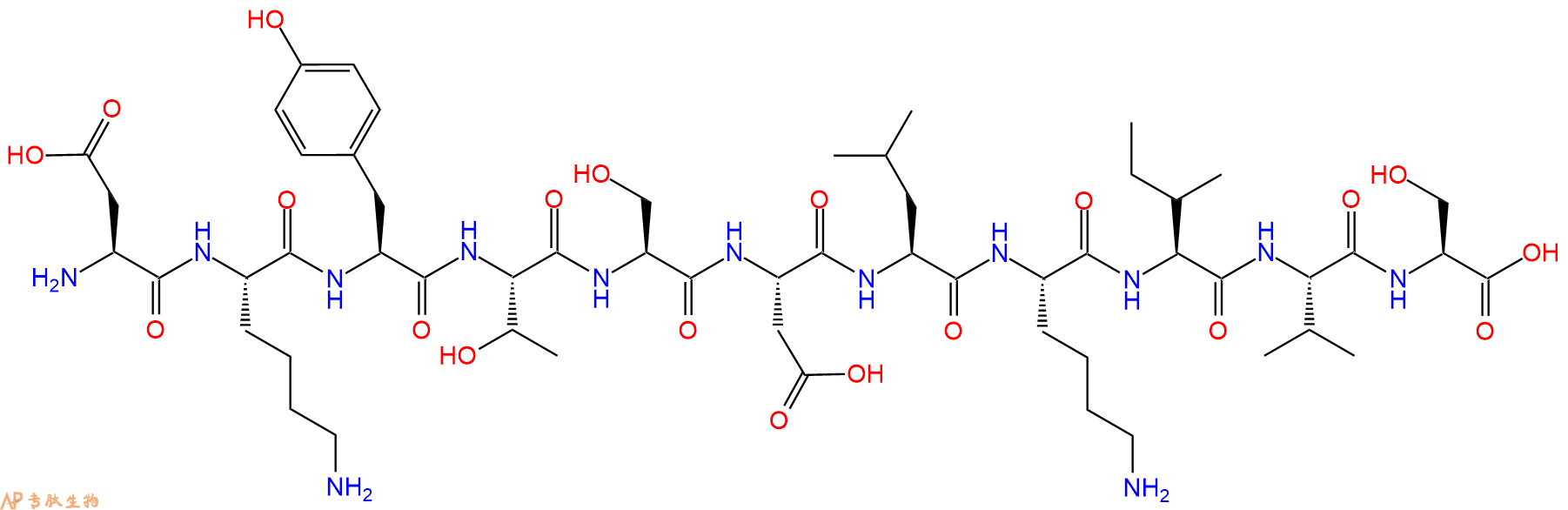 专肽生物产品H2N-Asp-Lys-Tyr-Thr-Ser-Asp-Leu-Lys-Ile-Val-Ser-OH