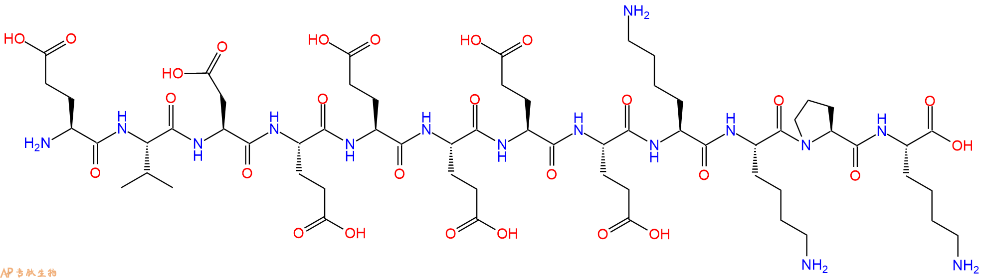 专肽生物产品H2N-Glu-Val-Asp-Glu-Glu-Glu-Glu-Glu-Lys-Lys-Pro-Lys-OH