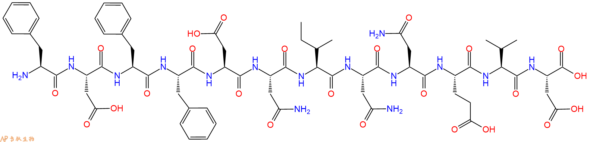 专肽生物产品H2N-Phe-Asp-Phe-Phe-Asp-Asn-Ile-Asn-Asn-Glu-Val-Asp-OH