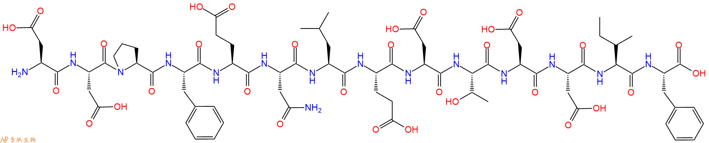 专肽生物产品H2N-Asp-Asp-Pro-Phe-Glu-Asn-Leu-Glu-Asp-Thr-Asp-Asp-Ile-Phe-OH