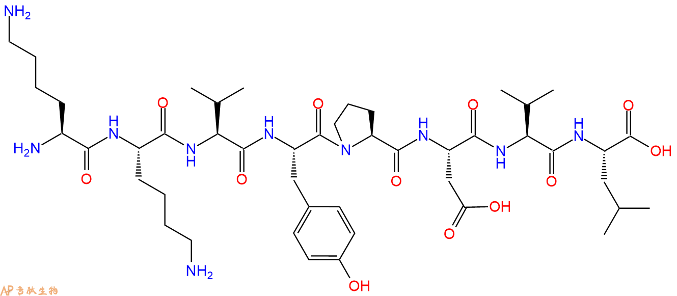专肽生物产品H2N-Lys-Lys-Val-Tyr-Pro-Asp-Val-Leu-OH
