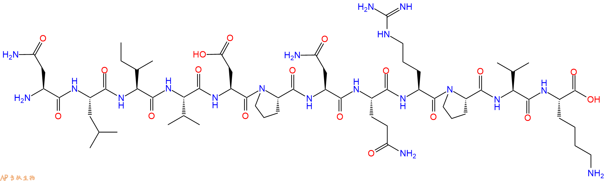 专肽生物产品H2N-Asn-Leu-Ile-Val-Asp-Pro-Asn-Gln-Arg-Pro-Val-Lys-OH