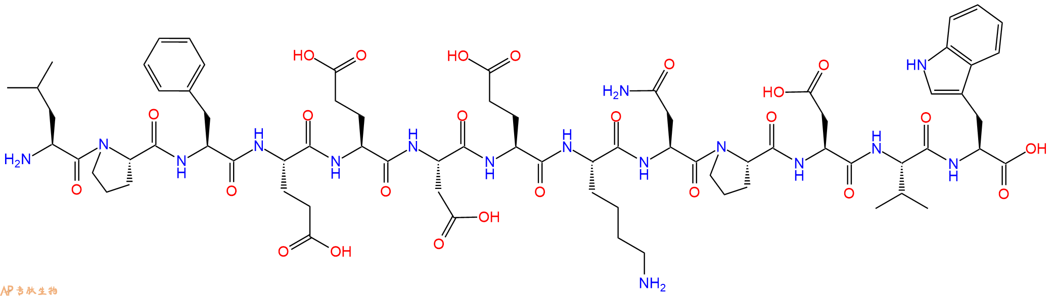 专肽生物产品H2N-Leu-Pro-Phe-Glu-Glu-Asp-Glu-Lys-Asn-Pro-Asp-Val-Trp-OH