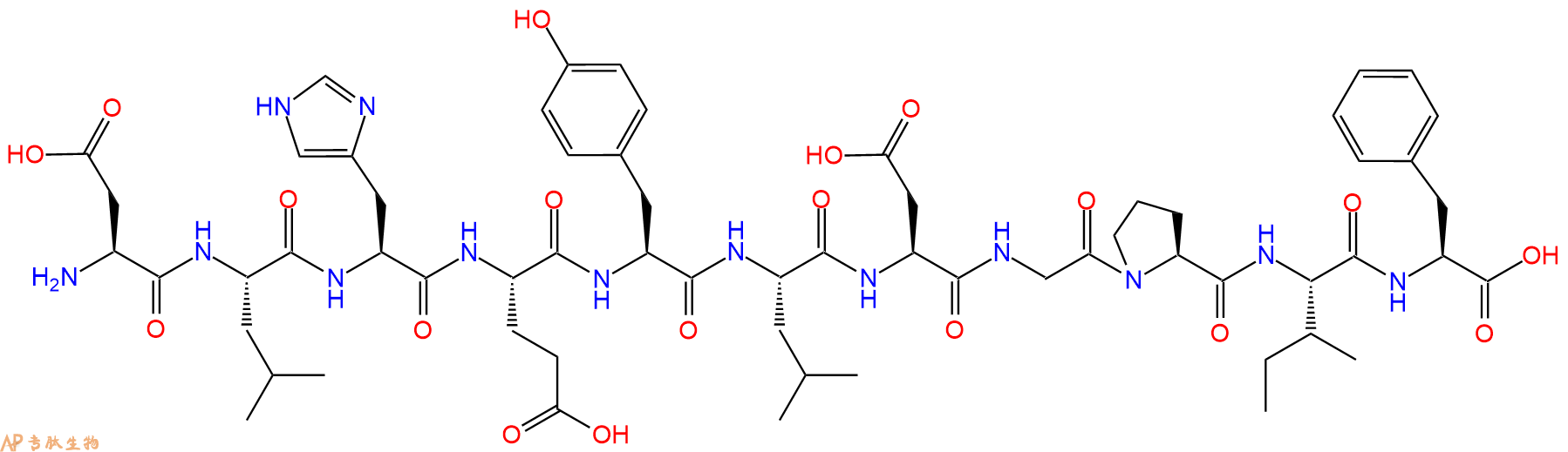 专肽生物产品H2N-Asp-Leu-His-Glu-Tyr-Leu-Asp-Gly-Pro-Ile-Phe-OH