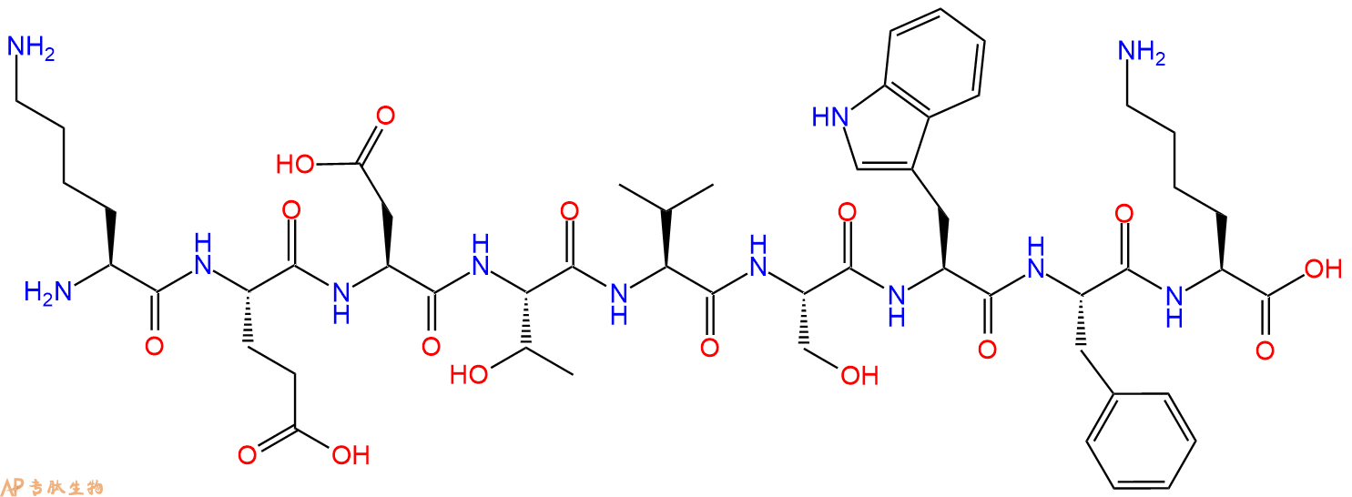 专肽生物产品H2N-Lys-Glu-Asp-Thr-Val-Ser-Trp-Phe-Lys-OH