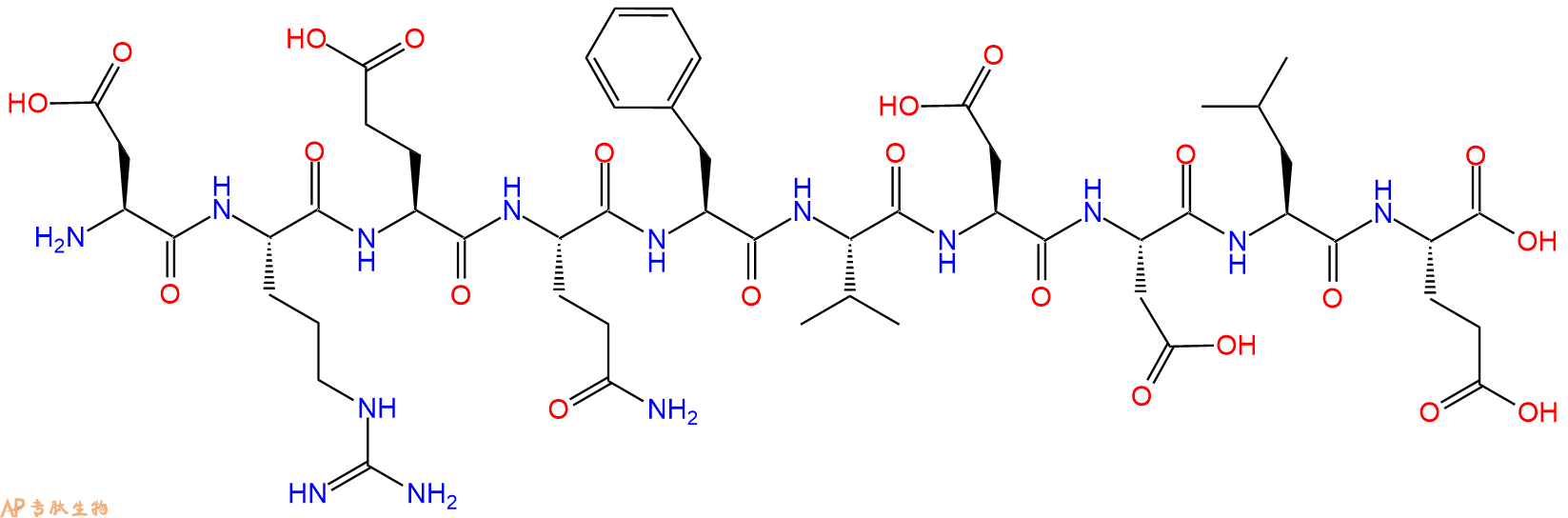专肽生物产品H2N-Asp-Arg-Glu-Gln-Phe-Val-Asp-Asp-Leu-Glu-OH