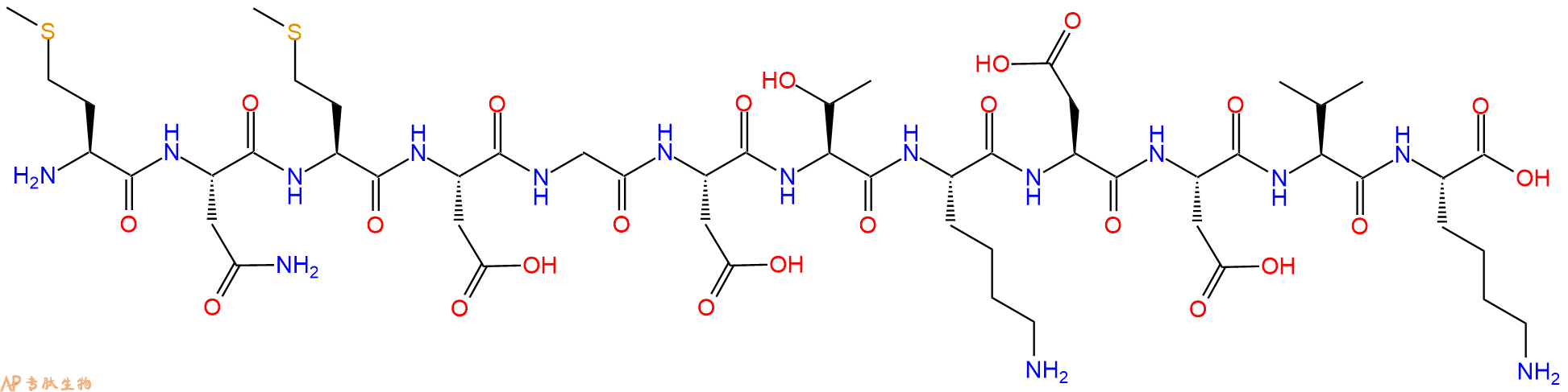 专肽生物产品H2N-Met-Asn-Met-Asp-Gly-Asp-Thr-Lys-Asp-Asp-Val-Lys-OH