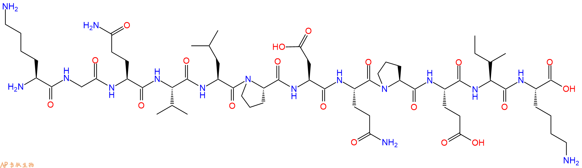 专肽生物产品H2N-Lys-Gly-Gln-Val-Leu-Pro-Asp-Gln-Pro-Glu-Ile-Lys-OH