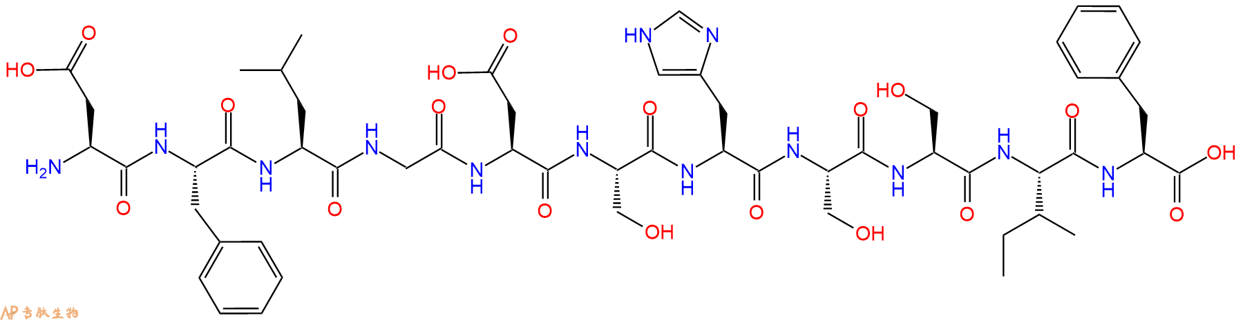 专肽生物产品H2N-Asp-Phe-Leu-Gly-Asp-Ser-His-Ser-Ser-Ile-Phe-OH