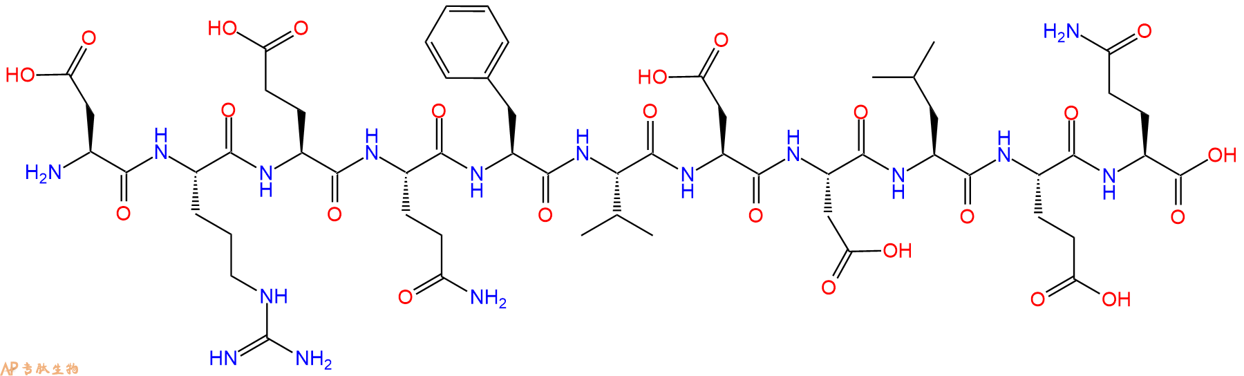 专肽生物产品H2N-Asp-Arg-Glu-Gln-Phe-Val-Asp-Asp-Leu-Glu-Gln-OH