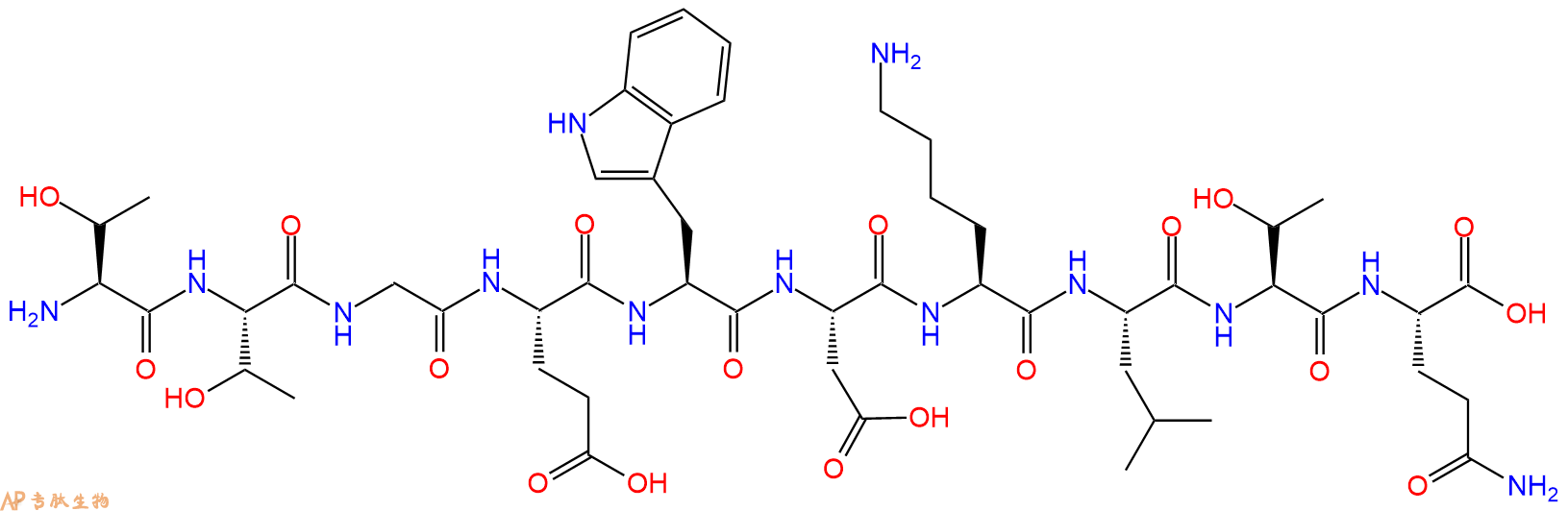 专肽生物产品H2N-Thr-Thr-Gly-Glu-Trp-Asp-Lys-Leu-Thr-Gln-OH