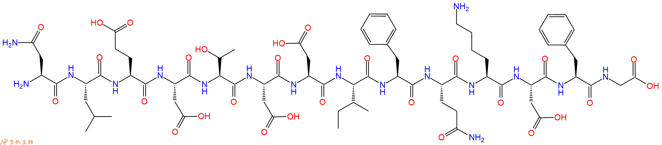 专肽生物产品H2N-Asn-Leu-Glu-Asp-Thr-Asp-Asp-Ile-Phe-Gln-Lys-Asp-Phe-Gly-OH