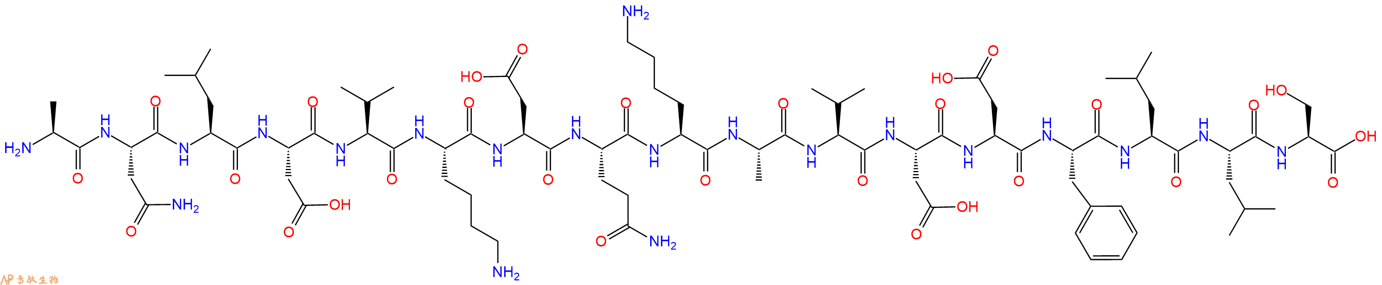 专肽生物产品H2N-Ala-Asn-Leu-Asp-Val-Lys-Asp-Gln-Lys-Ala-Val-Asp-Asp-Phe-Leu-Leu-Ser-OH