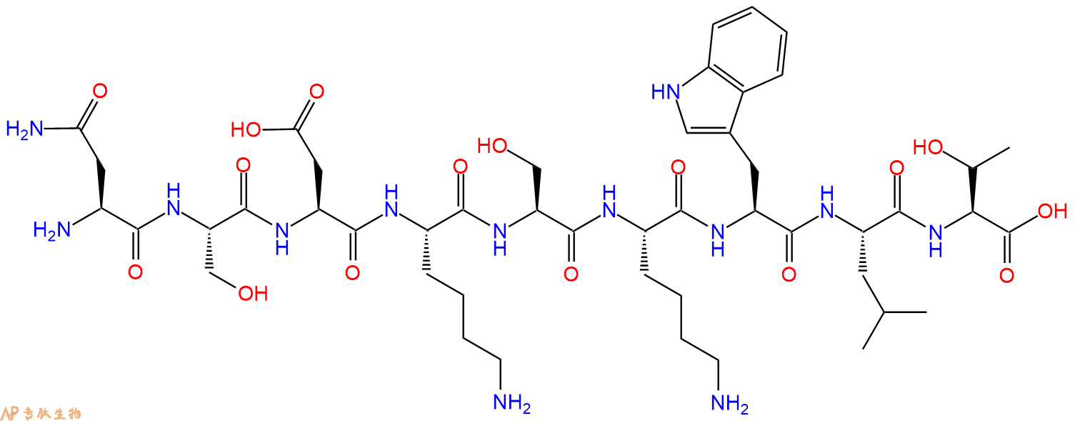 专肽生物产品H2N-Asn-Ser-Asp-Lys-Ser-Lys-Trp-Leu-Thr-OH