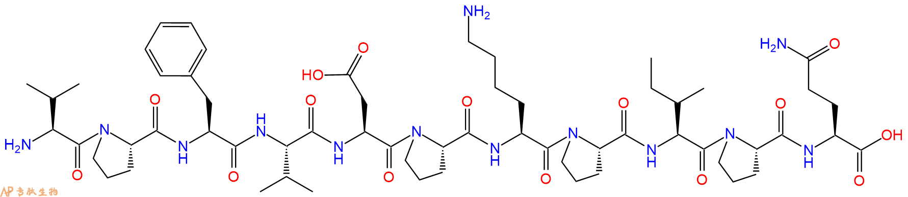 专肽生物产品H2N-Val-Pro-Phe-Val-Asp-Pro-Lys-Pro-Ile-Pro-Gln-OH