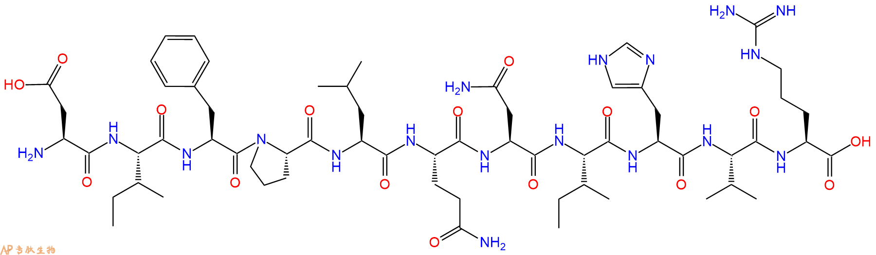 专肽生物产品H2N-Asp-Ile-Phe-Pro-Leu-Gln-Asn-Ile-His-Val-Arg-OH