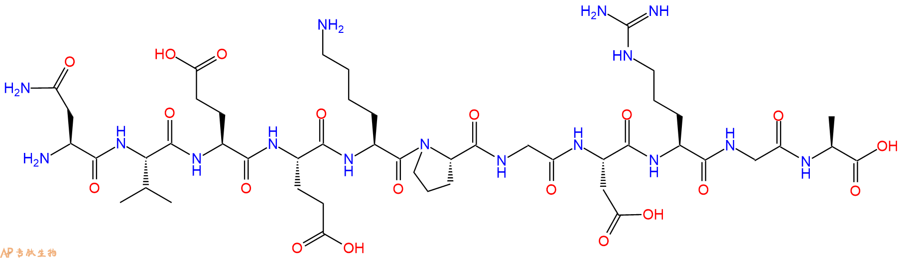专肽生物产品H2N-Asn-Val-Glu-Glu-Lys-Pro-Gly-Asp-Arg-Gly-Ala-OH