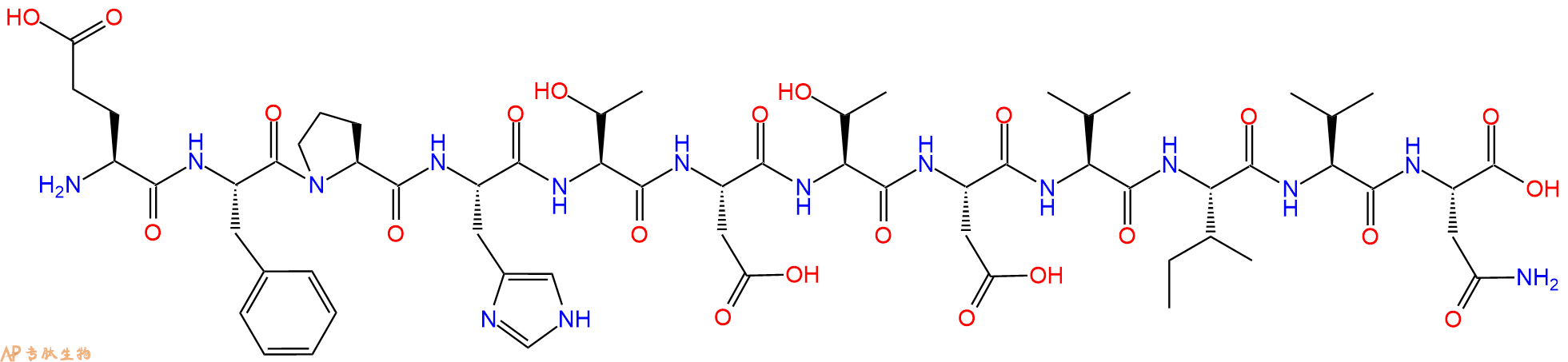 专肽生物产品H2N-Glu-Phe-Pro-His-Thr-Asp-Thr-Asp-Val-Ile-Val-Asn-OH