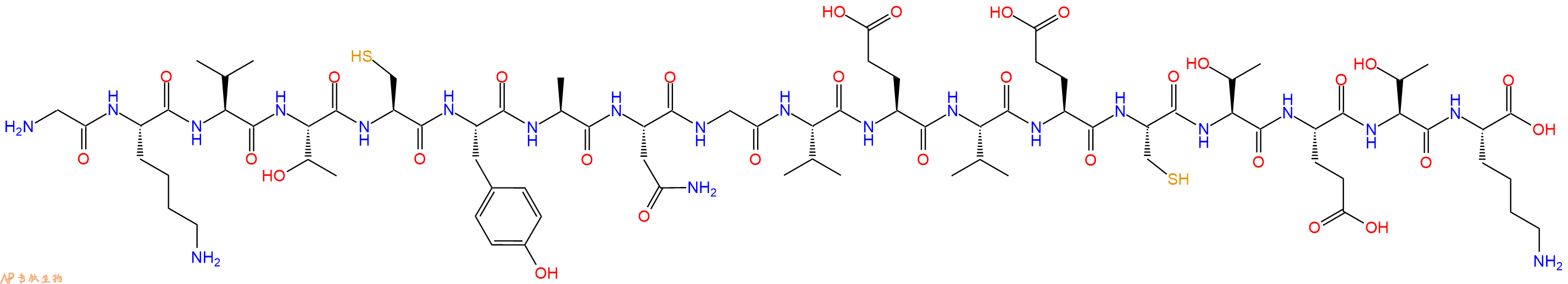 专肽生物产品H2N-Gly-Lys-Val-Thr-Cys-Tyr-Ala-Asn-Gly-Val-Glu-Val-Glu-Cys-Thr-Glu-Thr-Lys-OH