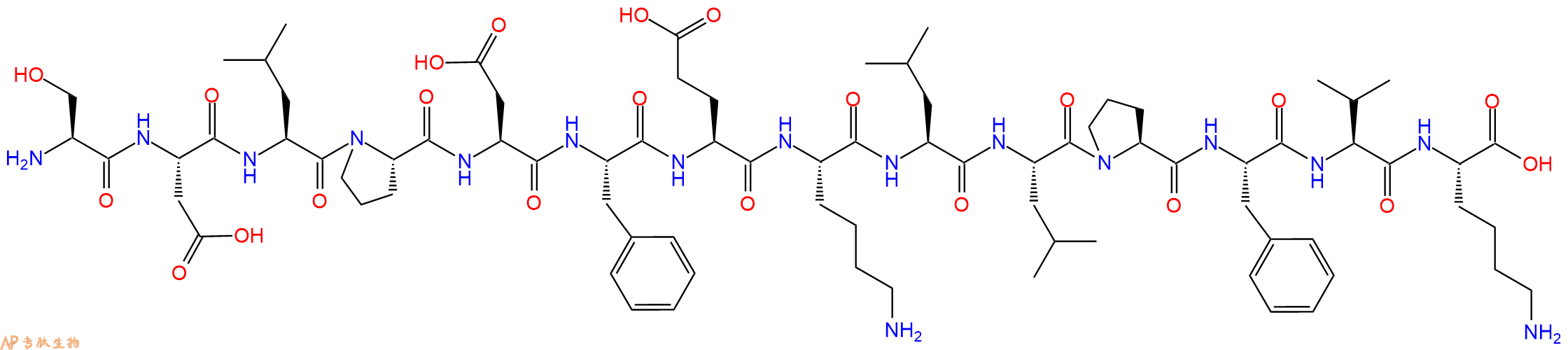 专肽生物产品H2N-Ser-Asp-Leu-Pro-Asp-Phe-Glu-Lys-Leu-Leu-Pro-Phe-Val-Lys-OH
