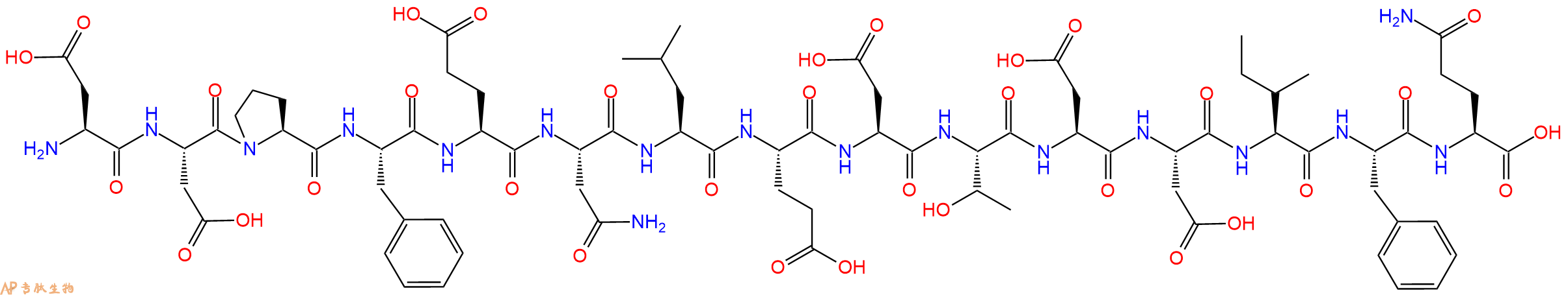 专肽生物产品H2N-Asp-Asp-Pro-Phe-Glu-Asn-Leu-Glu-Asp-Thr-Asp-Asp-Ile-Phe-Gln-OH