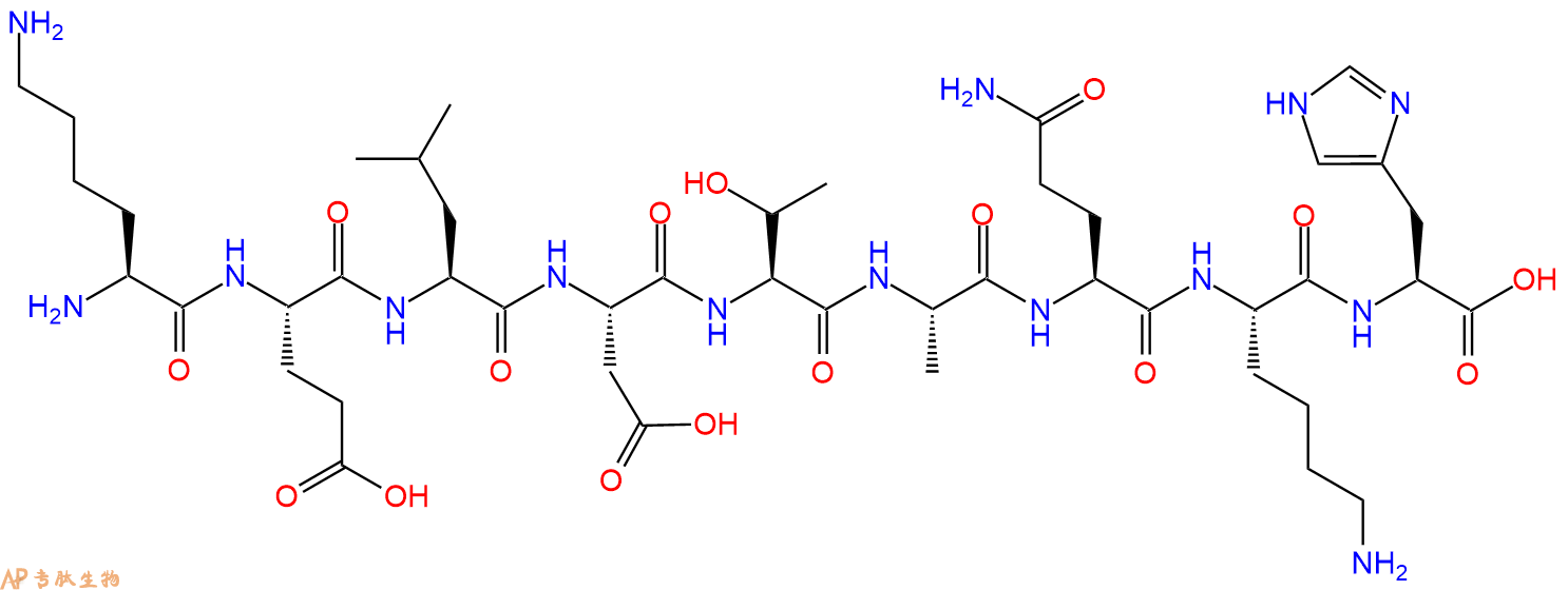 专肽生物产品H2N-Lys-Glu-Leu-Asp-Thr-Ala-Gln-Lys-His-OH