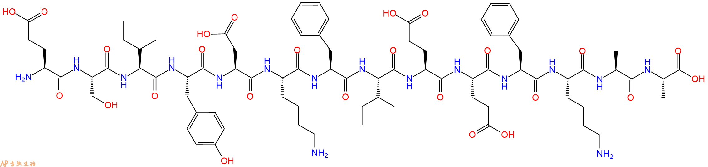 专肽生物产品H2N-Glu-Ser-Ile-Tyr-Asp-Lys-Phe-Ile-Glu-Glu-Phe-Lys-Ala-Ala-OH