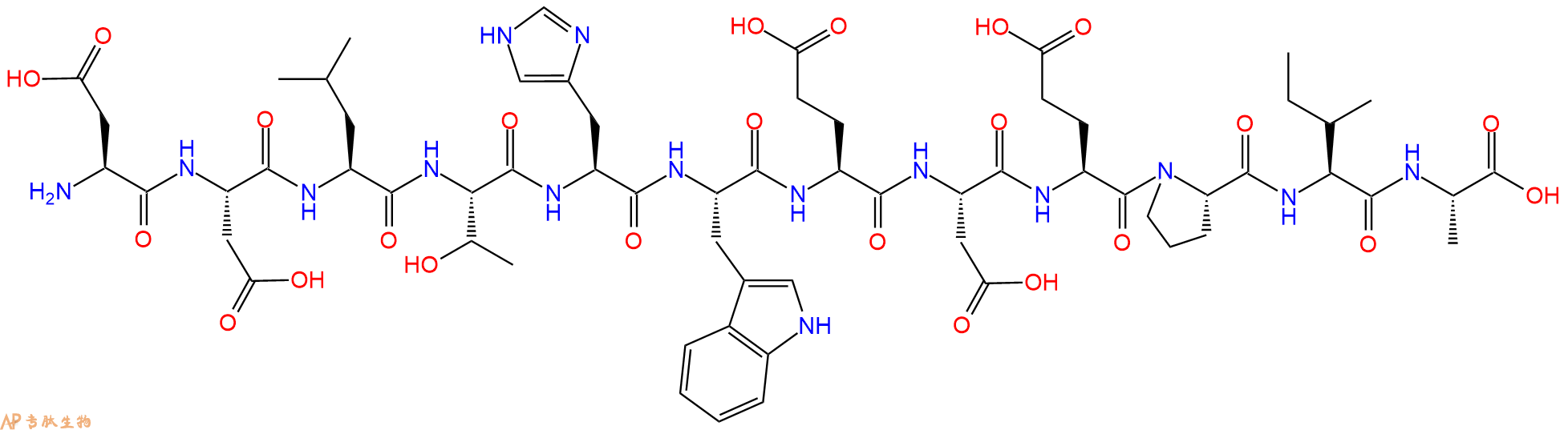 专肽生物产品H2N-Asp-Asp-Leu-Thr-His-Trp-Glu-Asp-Glu-Pro-Ile-Ala-OH