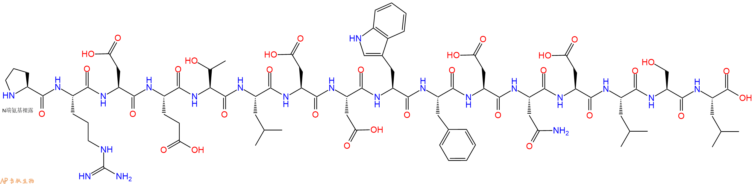 专肽生物产品H2N-Pro-Arg-Asp-Glu-Thr-Leu-Asp-Asp-Trp-Phe-Asp-Asn-Asp-Leu-Ser-Leu-OH