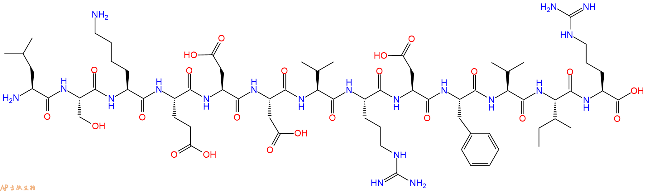 专肽生物产品H2N-Leu-Ser-Lys-Glu-Asp-Asp-Val-Arg-Asp-Phe-Val-Ile-Arg-OH