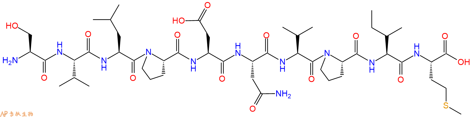 专肽生物产品H2N-Ser-Val-Leu-Pro-Asp-Asn-Val-Pro-Ile-Met-OH