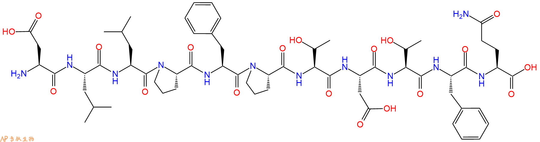 专肽生物产品H2N-Asp-Leu-Leu-Pro-Phe-Pro-Thr-Asp-Thr-Phe-Gln-OH