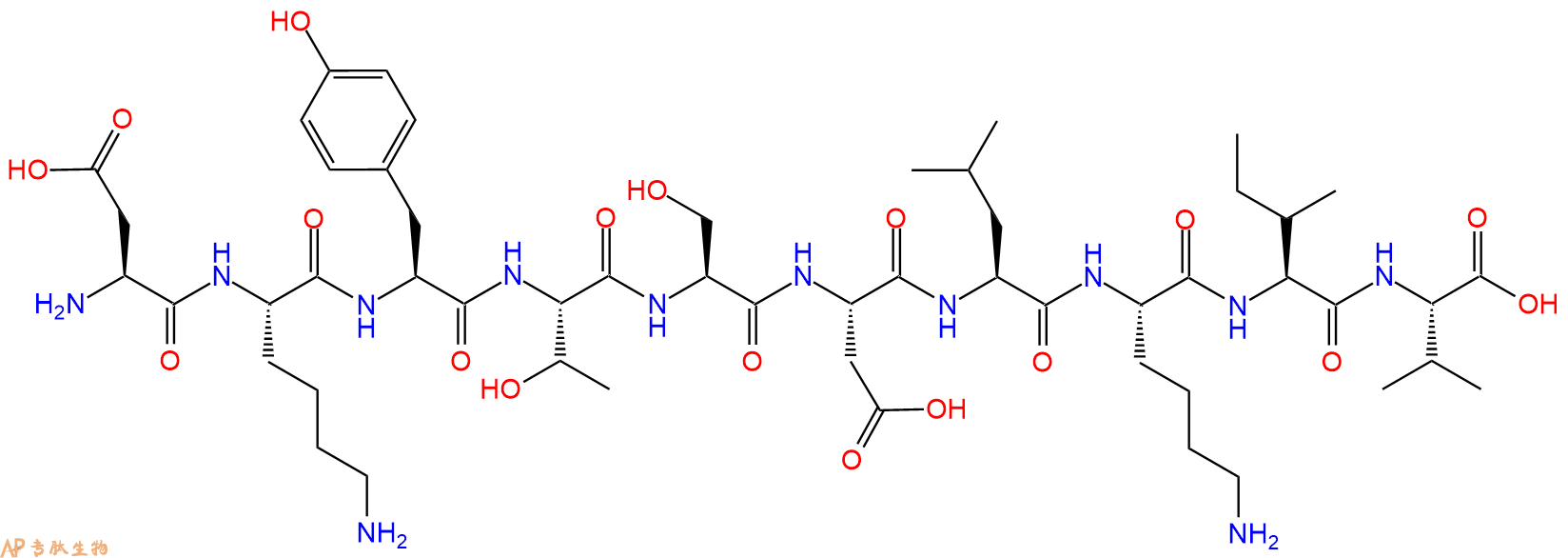 专肽生物产品H2N-Asp-Lys-Tyr-Thr-Ser-Asp-Leu-Lys-Ile-Val-OH