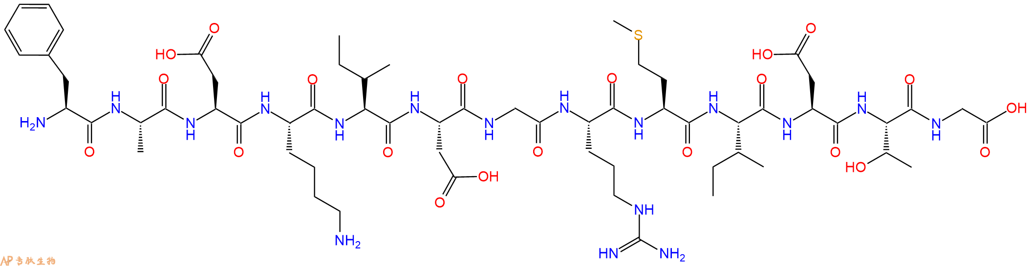 专肽生物产品H2N-Phe-Ala-Asp-Lys-Ile-Asp-Gly-Arg-Met-Ile-Asp-Thr-Gly-OH