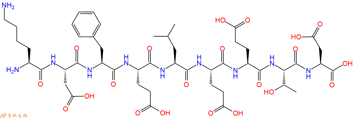 专肽生物产品H2N-Lys-Asp-Phe-Glu-Leu-Glu-Glu-Thr-Asp-OH