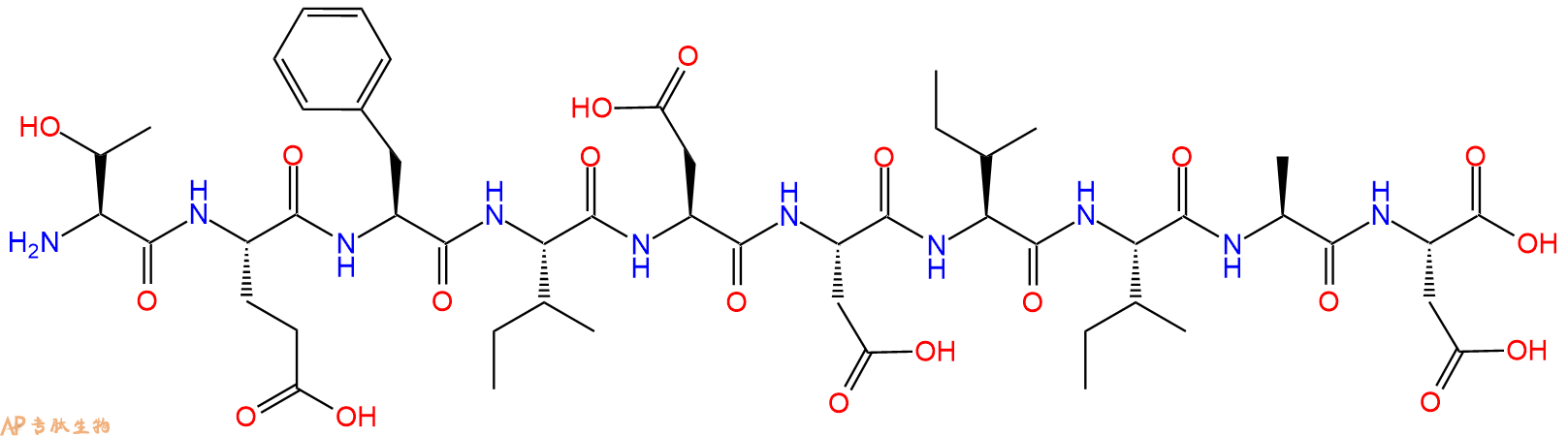 专肽生物产品H2N-Thr-Glu-Phe-Ile-Asp-Asp-Ile-Ile-Ala-Asp-OH