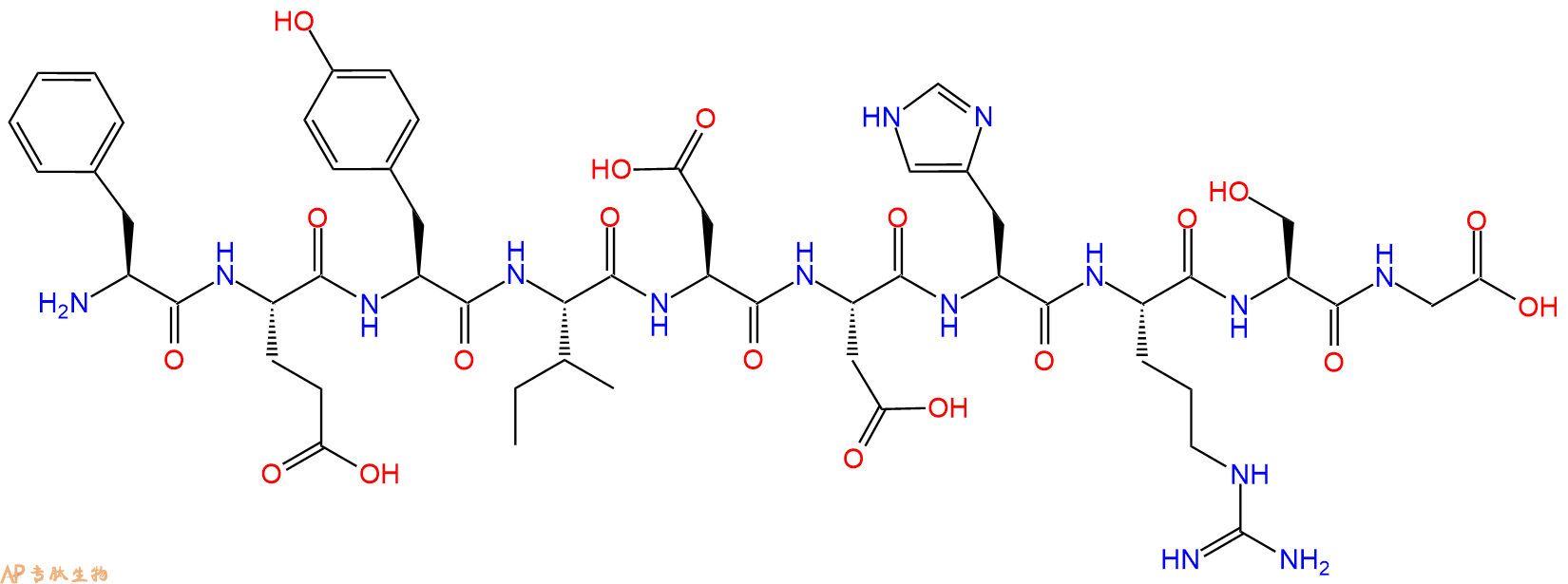 专肽生物产品H2N-Phe-Glu-Tyr-Ile-Asp-Asp-His-Arg-Ser-Gly-OH