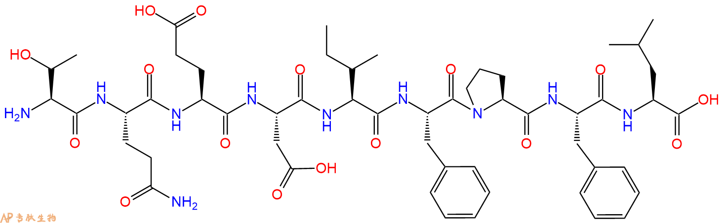 专肽生物产品H2N-Thr-Gln-Glu-Asp-Ile-Phe-Pro-Phe-Leu-OH