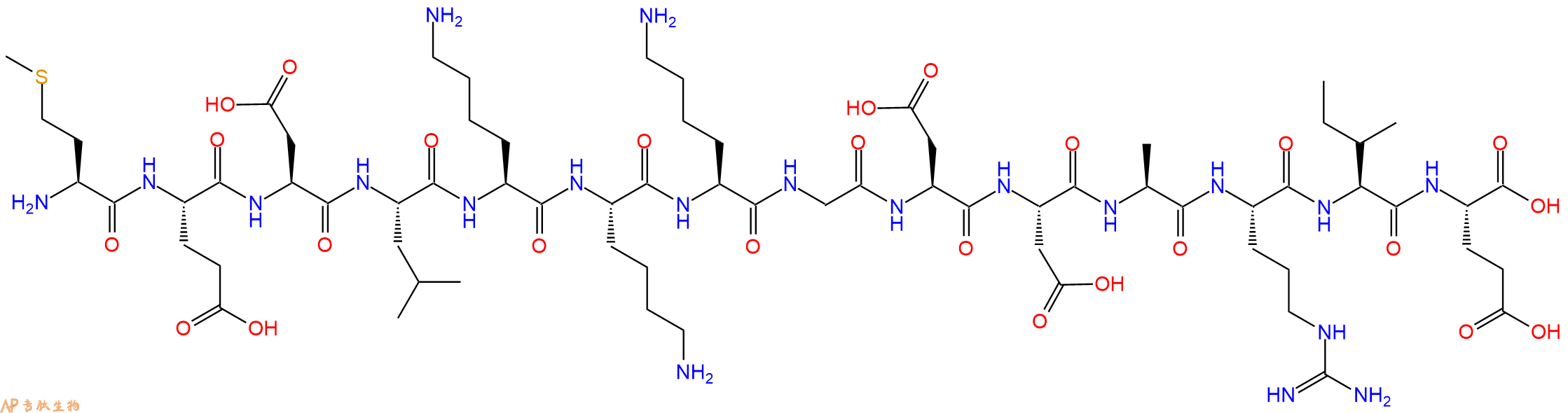 专肽生物产品H2N-Met-Glu-Asp-Leu-Lys-Lys-Lys-Gly-Asp-Asp-Ala-Arg-Ile-Glu-OH