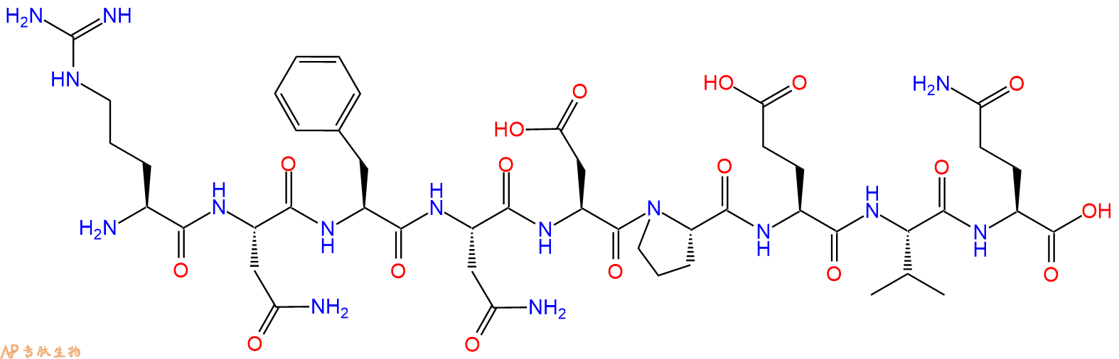 专肽生物产品H2N-Arg-Asn-Phe-Asn-Asp-Pro-Glu-Val-Gln-OH